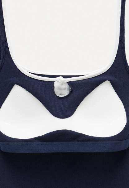 Contrast Trim Buttoned Tank Top