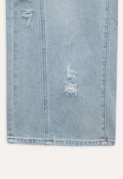 Women's Wide Leg Distressed Jeans with Braided Belt