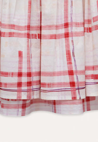 Women's Plaid High Waist Midi Skirt with Ruffle Trim