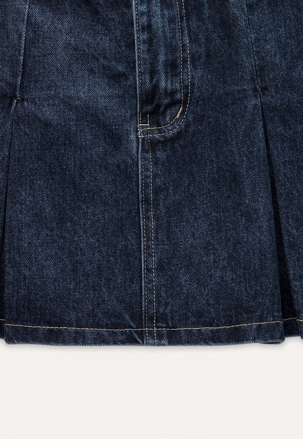 Denim Pleated Skirt with Cargo Pockets