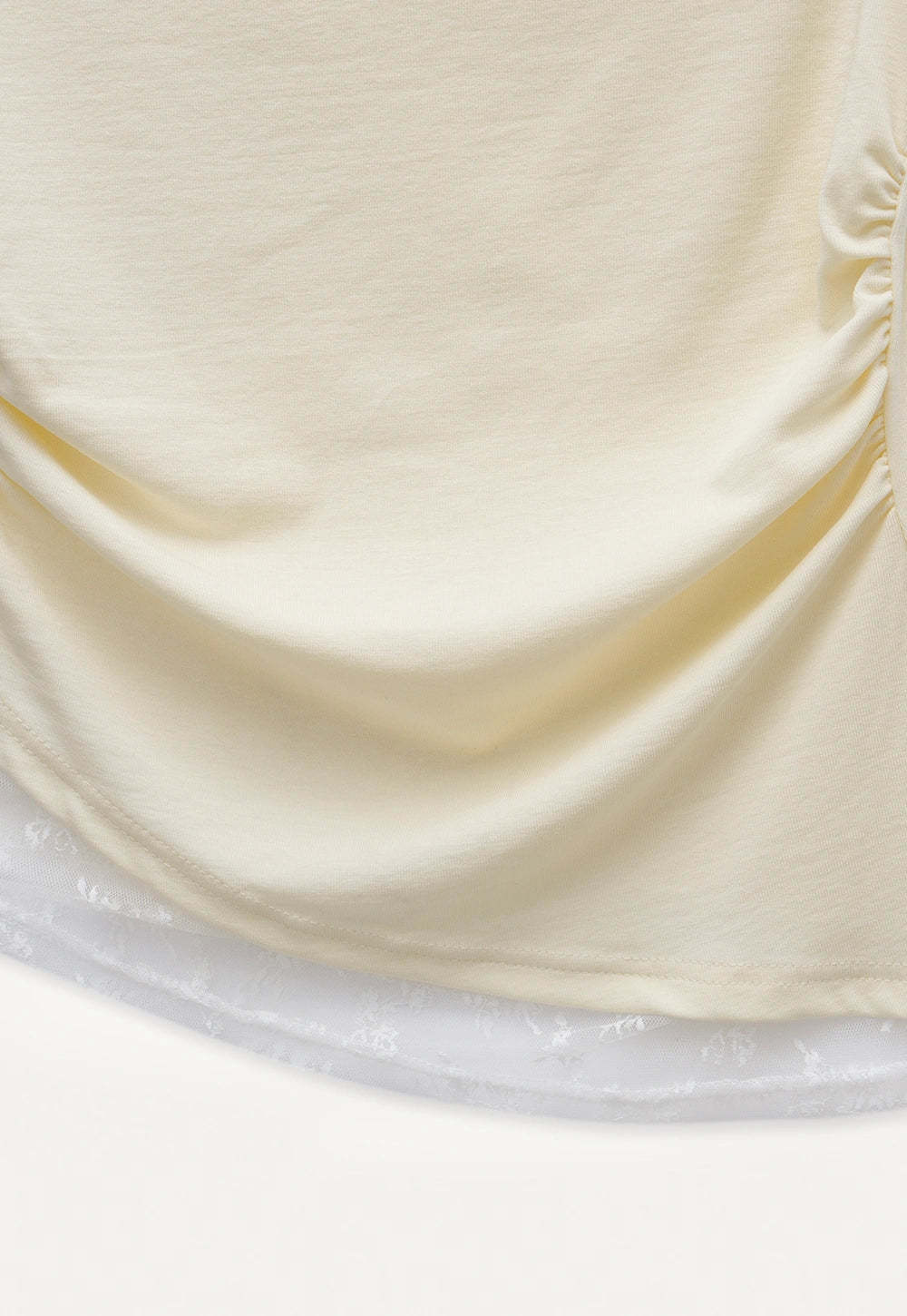 Asymmetrical Off-Shoulder Tee with Lace Hem