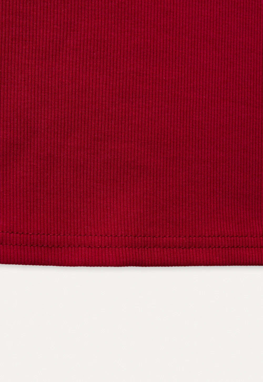 Square Neck Ribbed Tee with Bow Detail