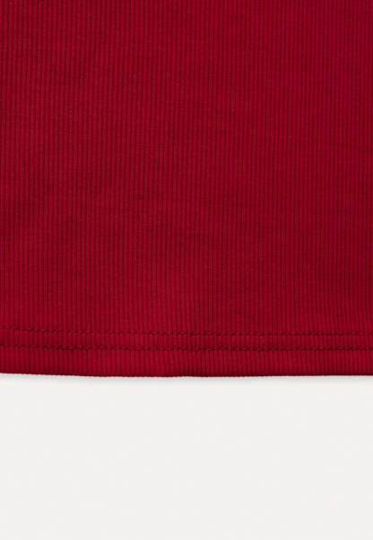 Square Neck Ribbed Tee with Bow Detail