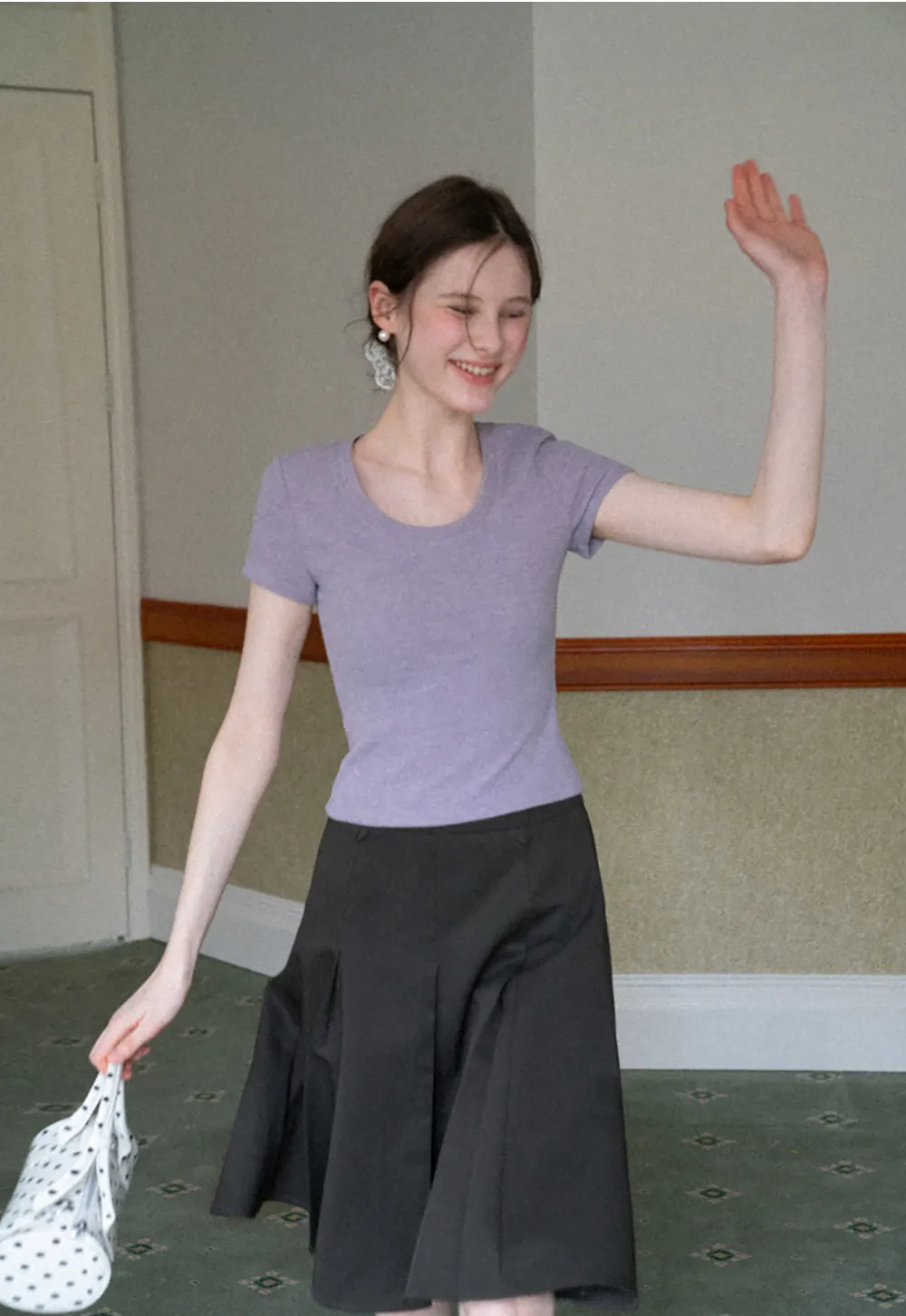 Pleated A-line Skirt with Waistband