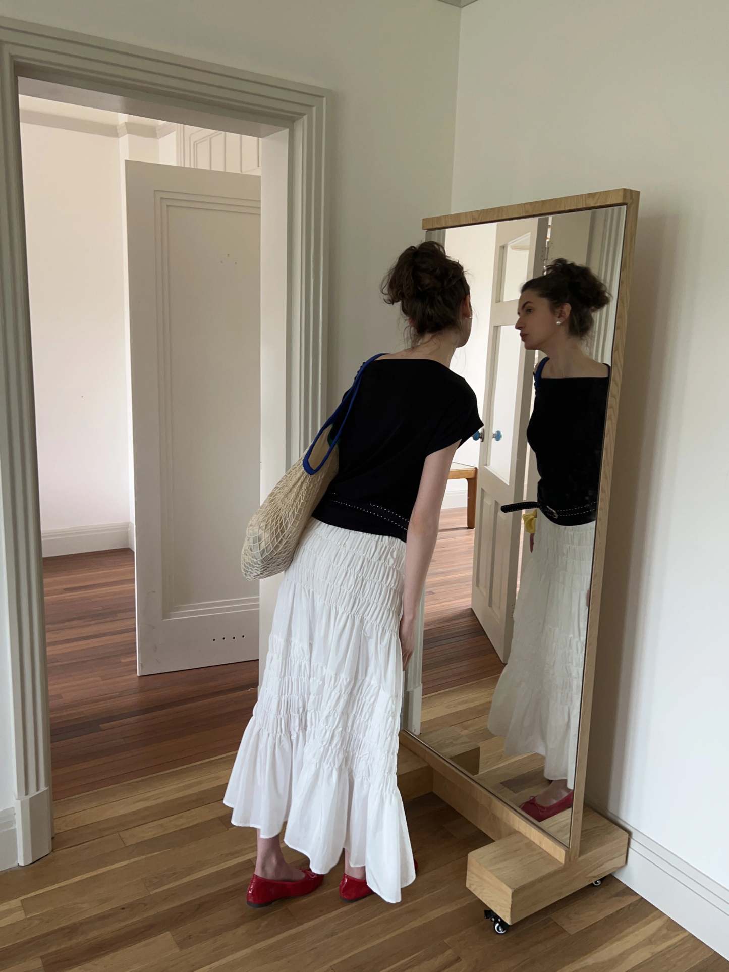 Shirred A-Line Skirt