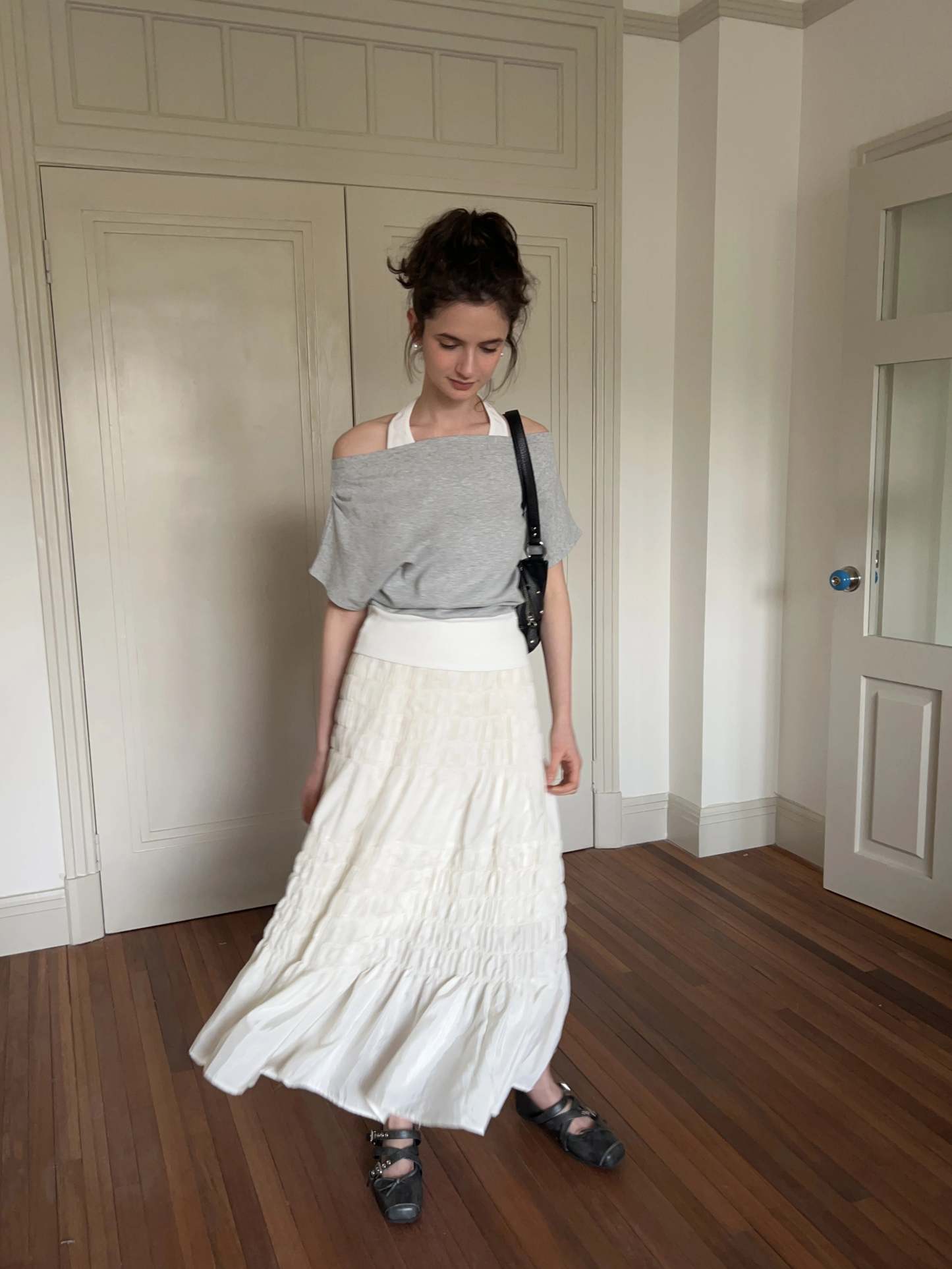 Shirred A-Line Skirt