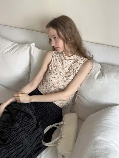 Shirred A-Line Skirt