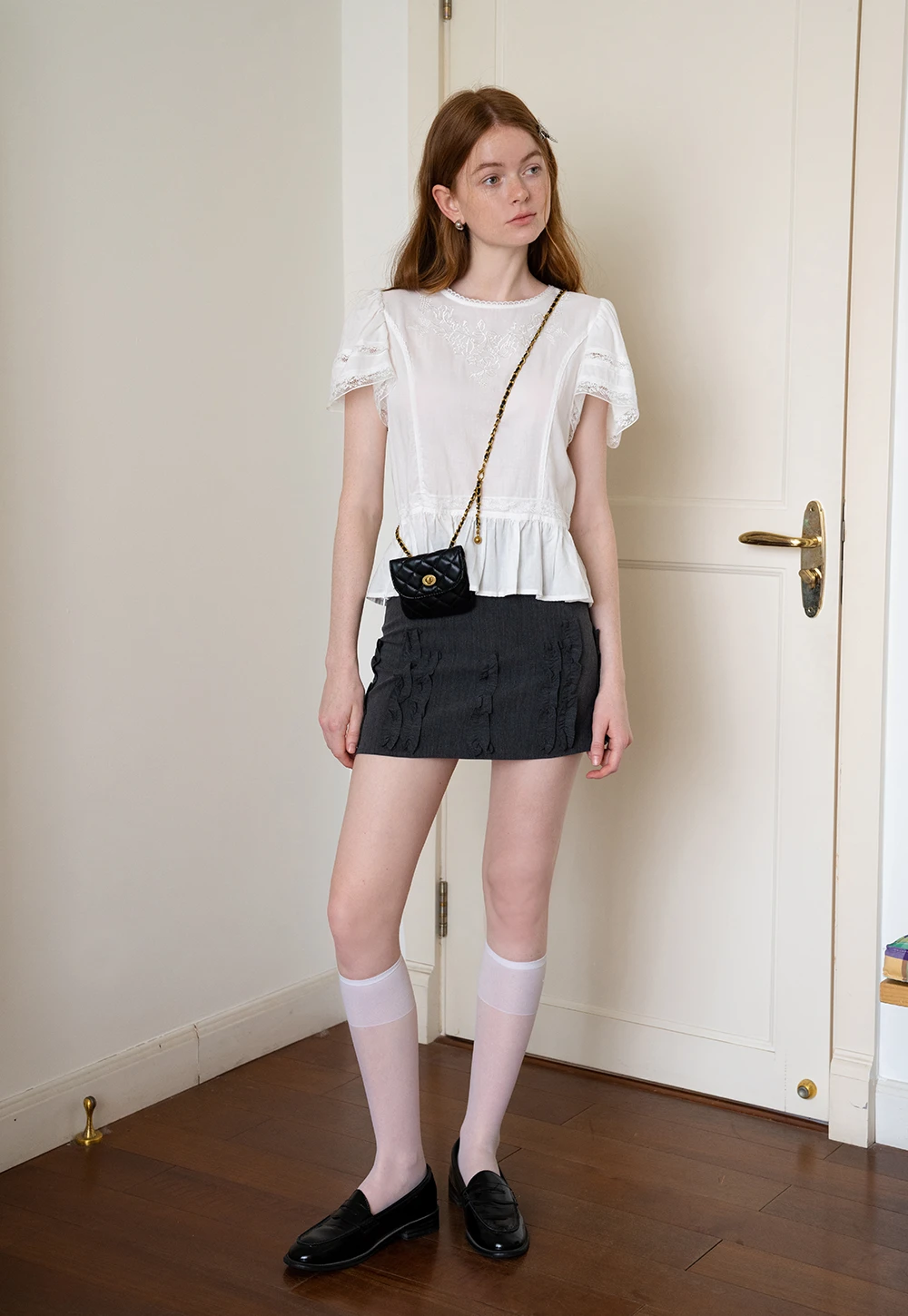 Women’s A-Line Mini Skirt with Ruffle Bow Details
