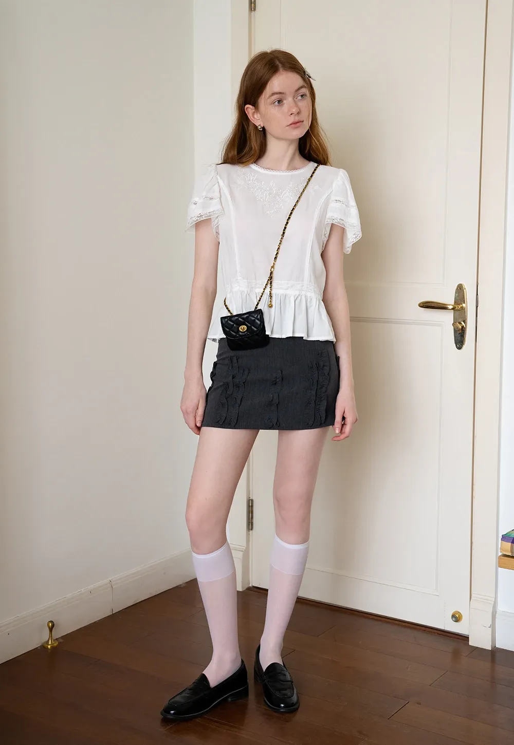 Women’s A-Line Mini Skirt with Ruffle Bow Details