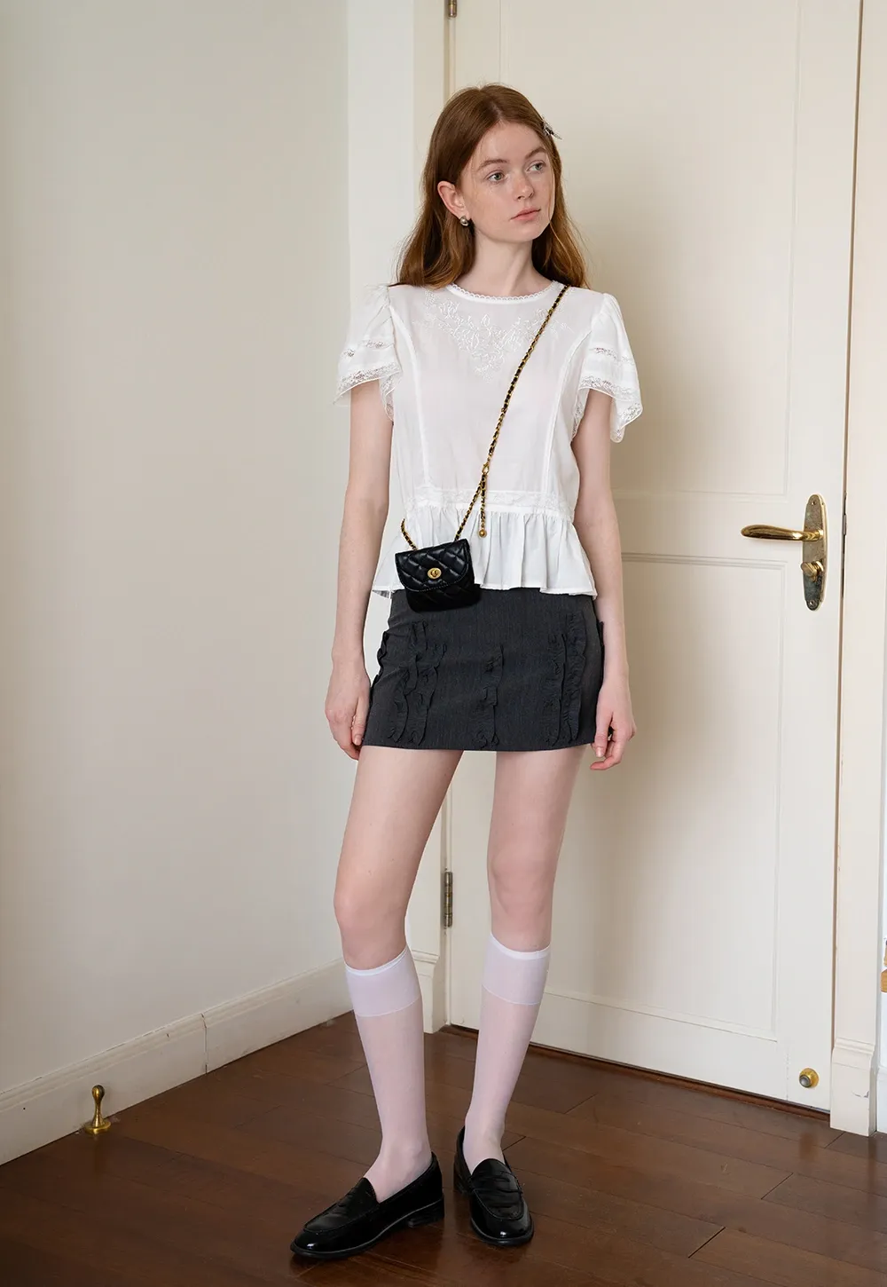 Puff Sleeve Victorian Short Sleeve Blouse