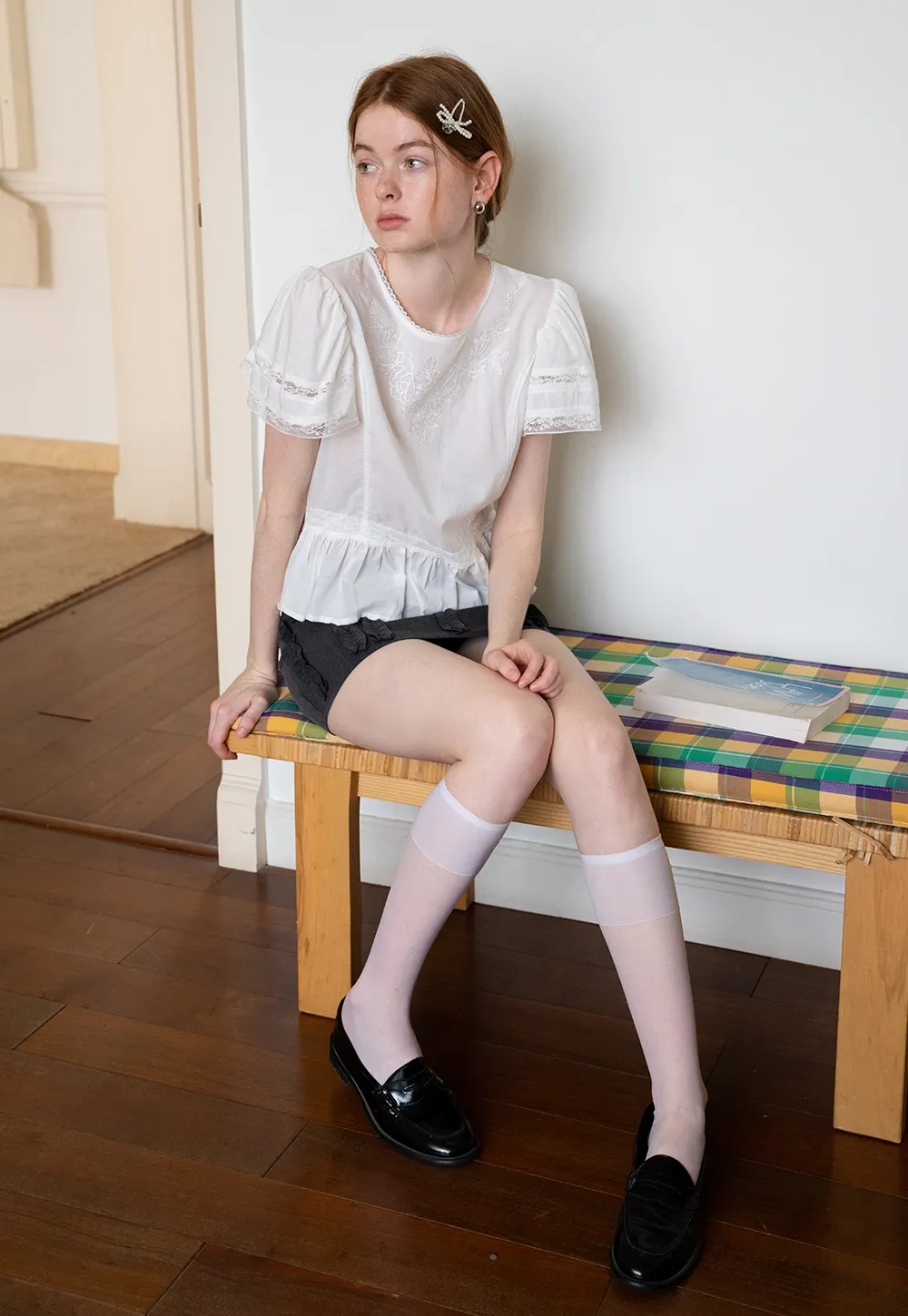 Puff Sleeve Victorian Short Sleeve Blouse