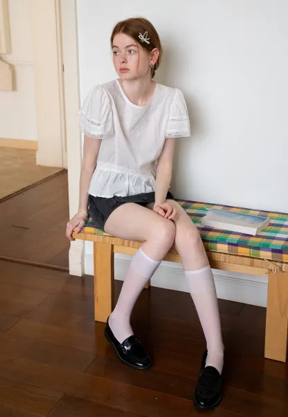 Puff Sleeve Victorian Short Sleeve Blouse