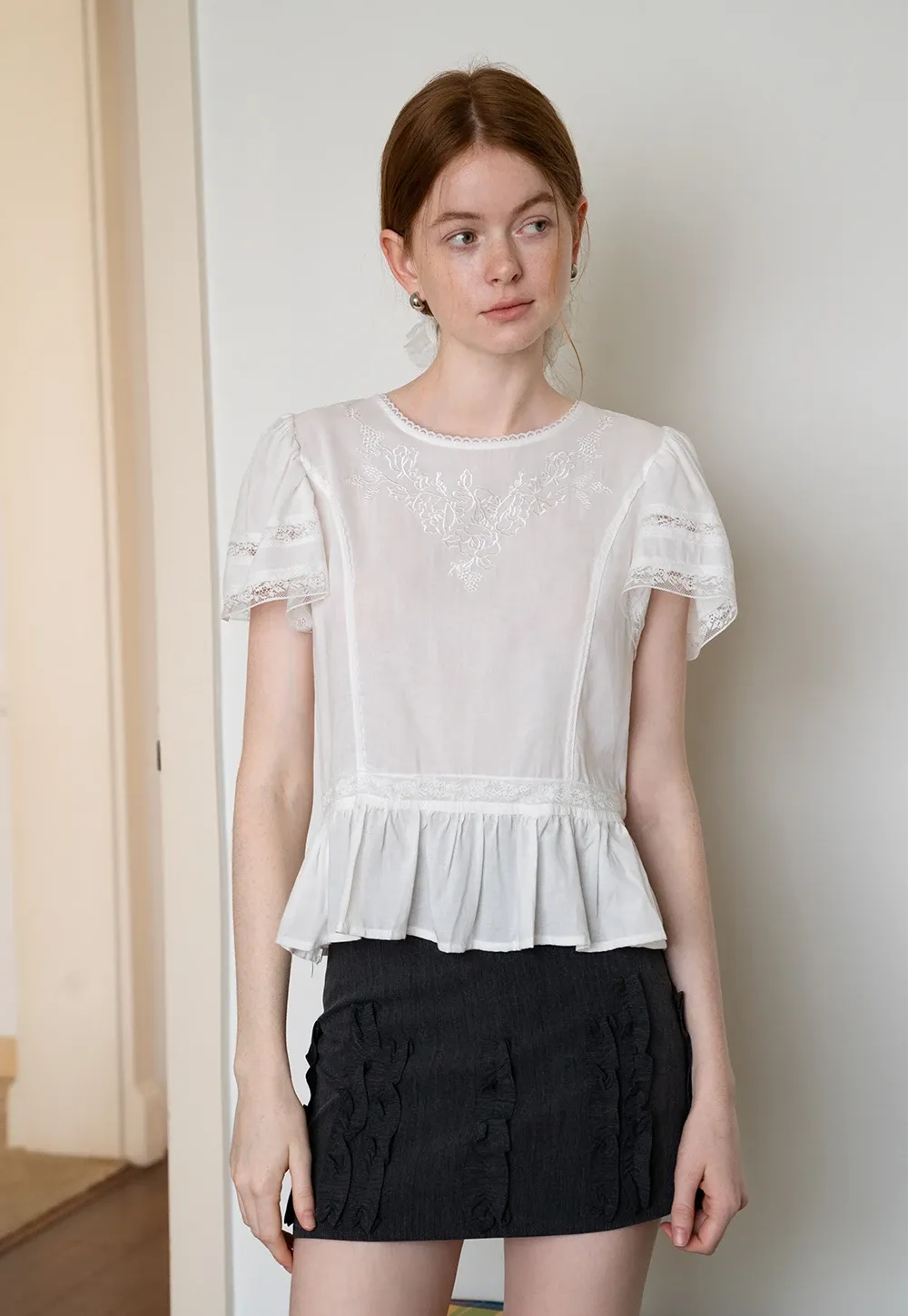 Women’s A-Line Mini Skirt with Ruffle Bow Details