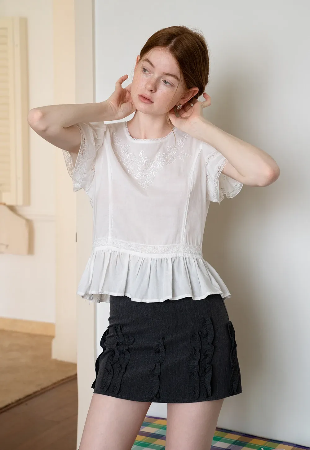 Women’s A-Line Mini Skirt with Ruffle Bow Details