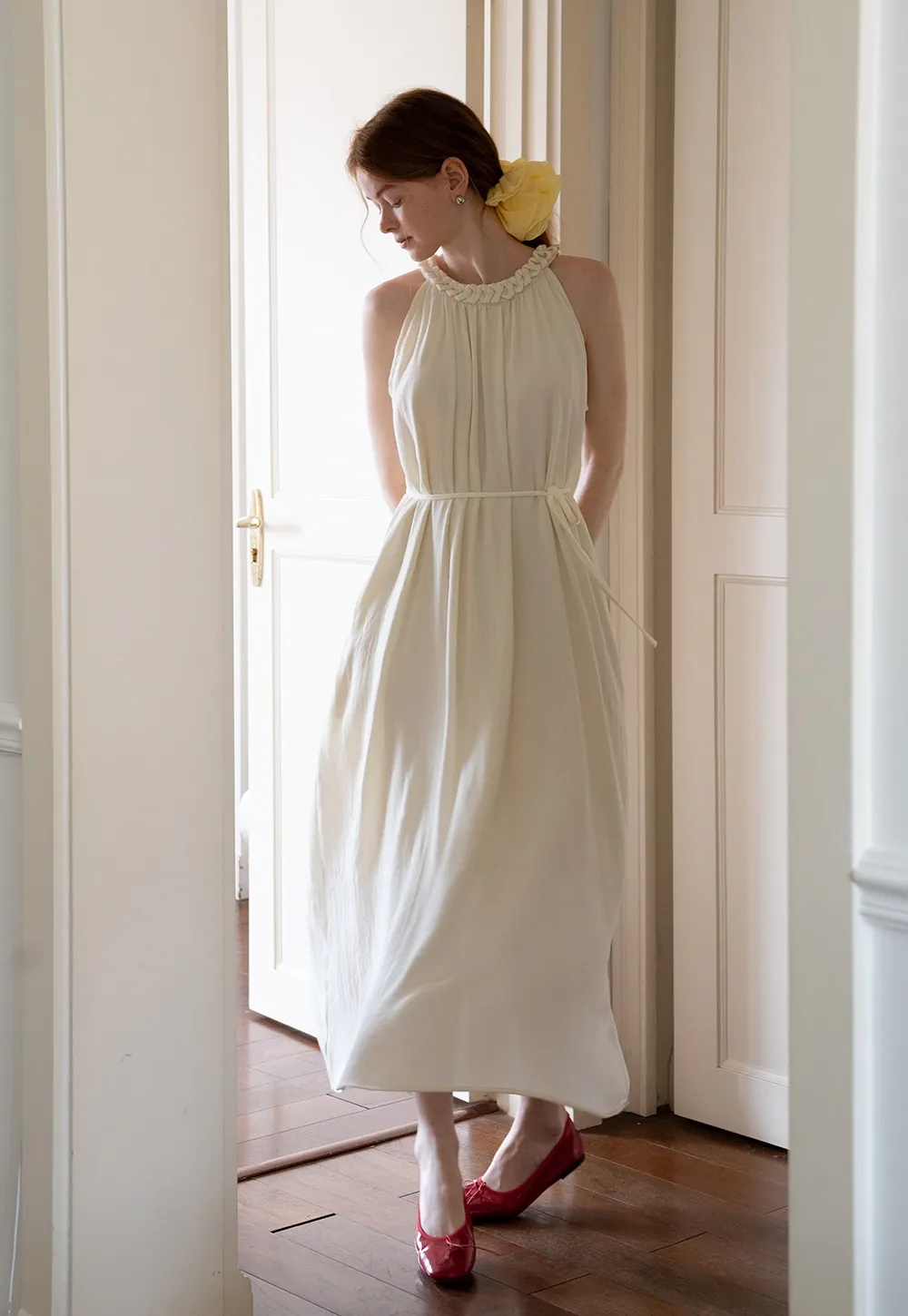 Women's Halter Neck Loose Swing Midi Dress