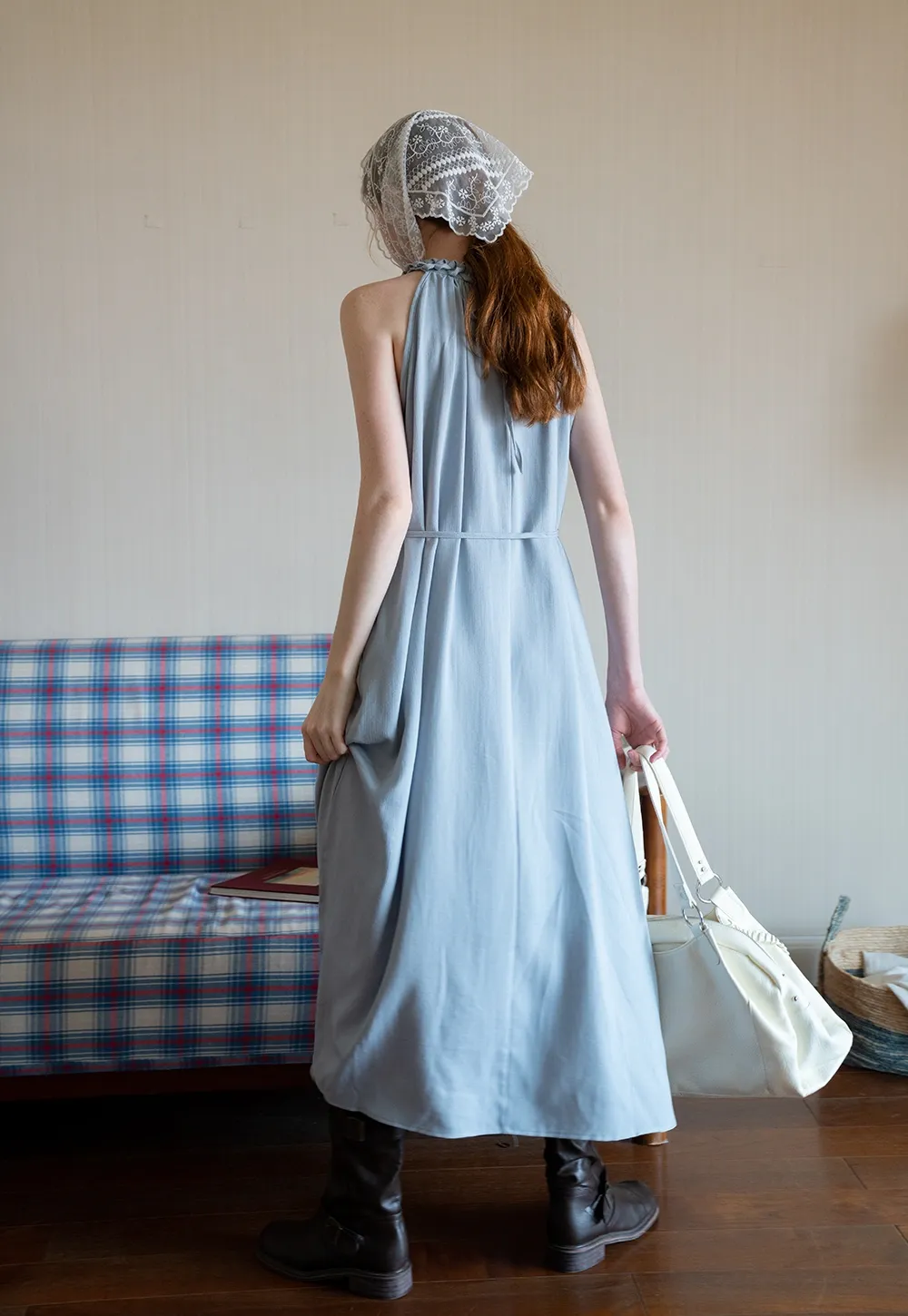 Women's Halter Neck Loose Swing Midi Dress