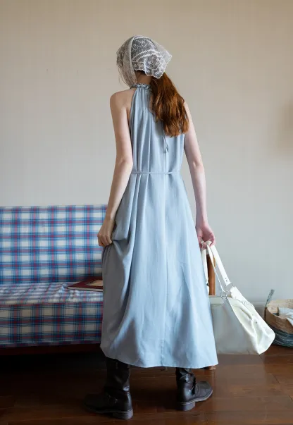 Women's Halter Neck Loose Swing Midi Dress