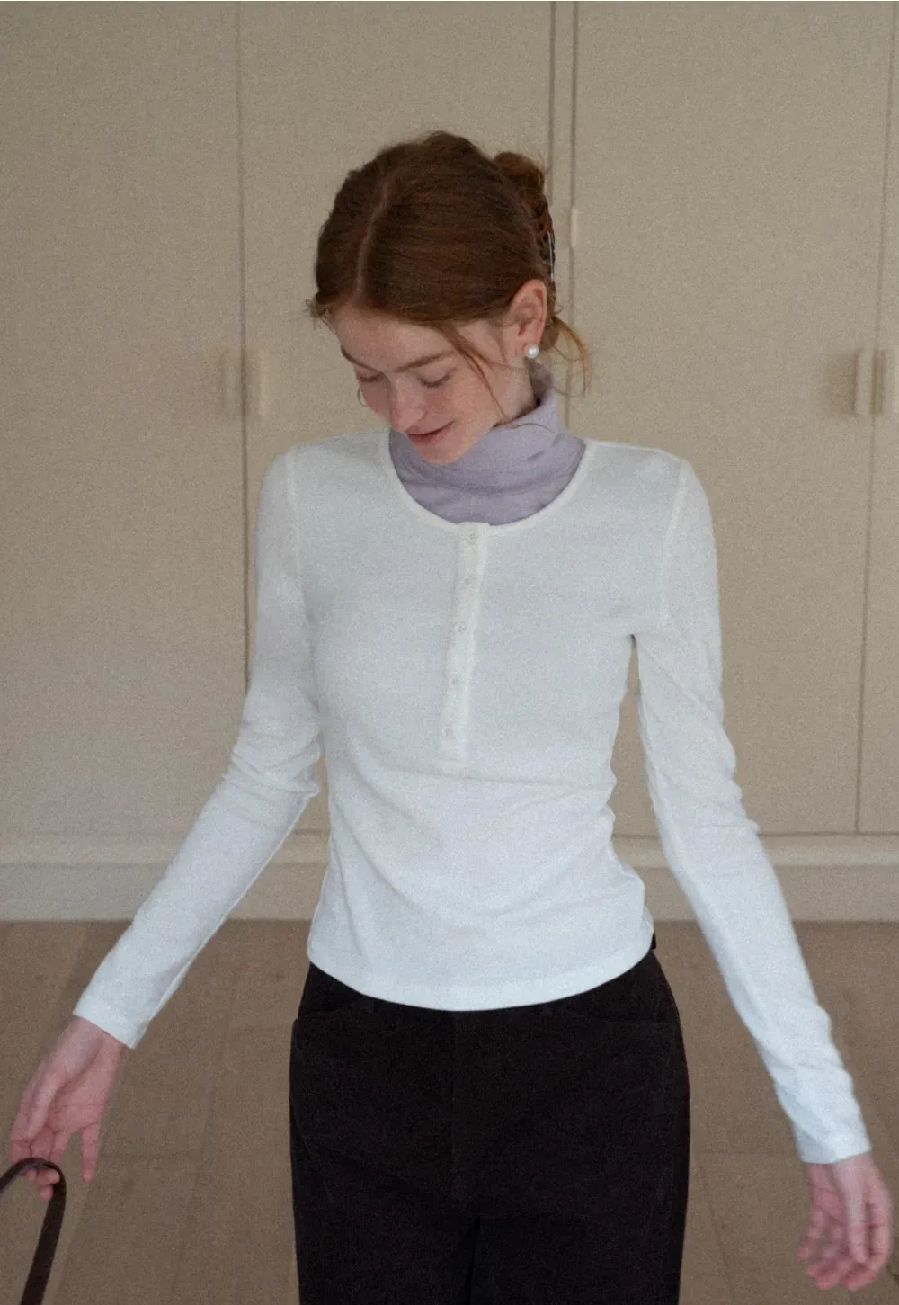 Stylish Gray Long-Sleeve Turtleneck Top