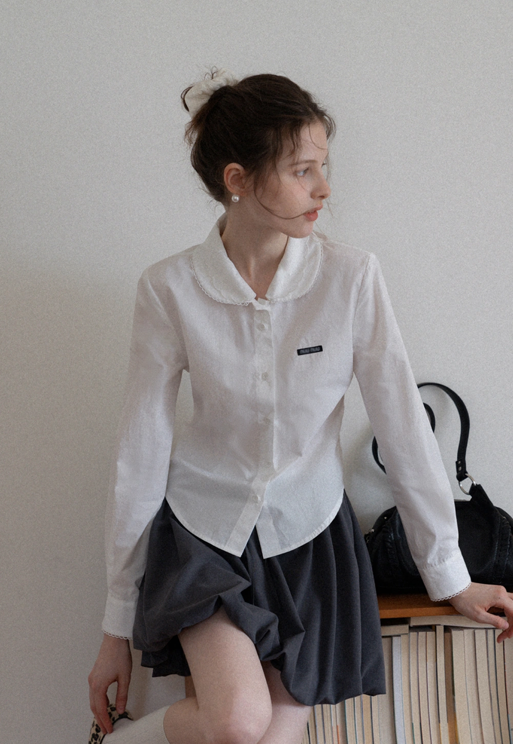 Women's Peter Pan Collar Long Sleeve Blouse