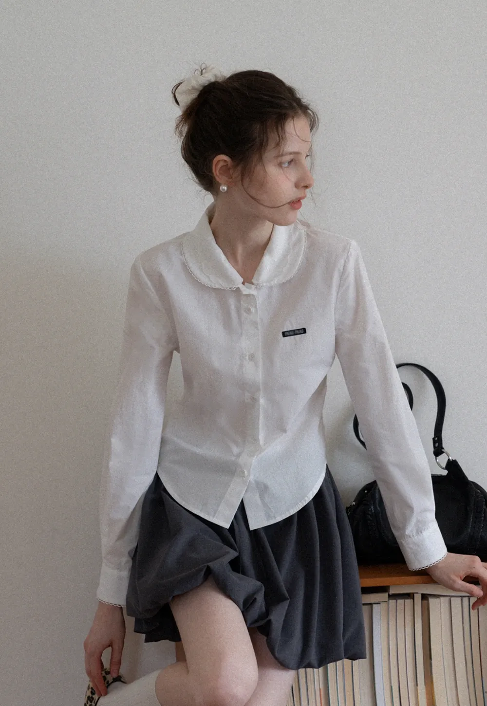 Women's Peter Pan Collar Long Sleeve Blouse