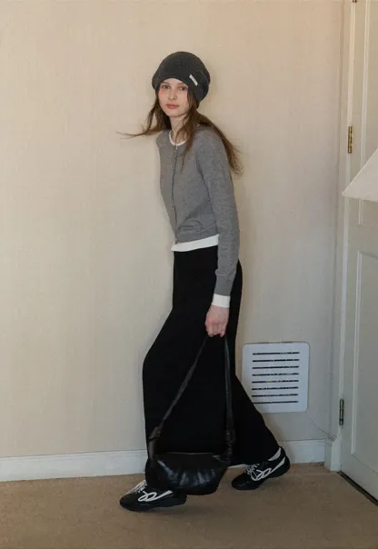 Elegant Round Neck Knit Sweater with Button Detail