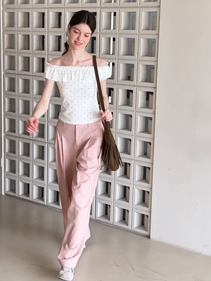 Ruffled Off Shoulder Polka Dot Top