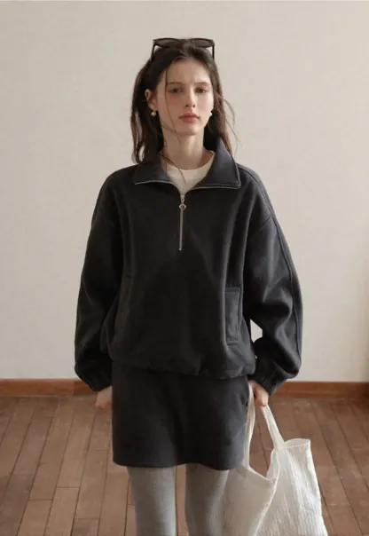 Fleece Mini Skirt Elastic Waist Casual Wear