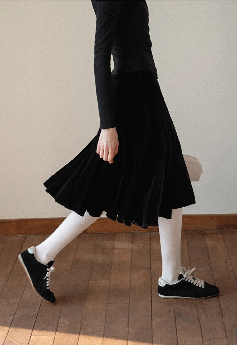 Velvet Pleated Mini Skirt