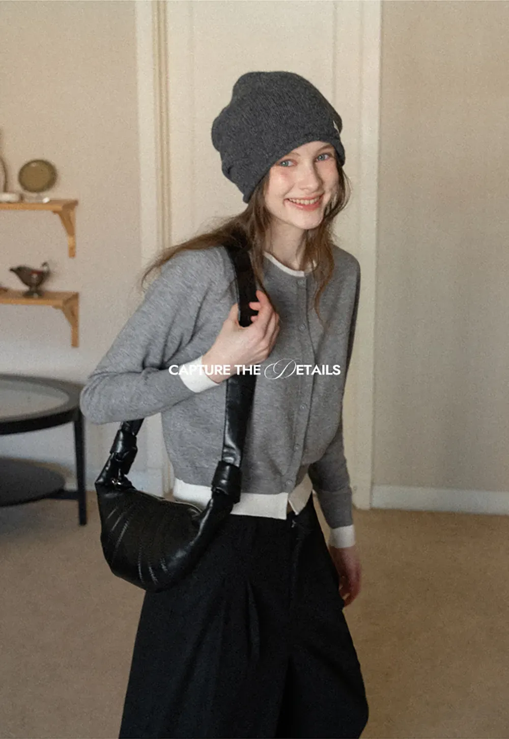 Elegant Round Neck Knit Sweater with Button Detail