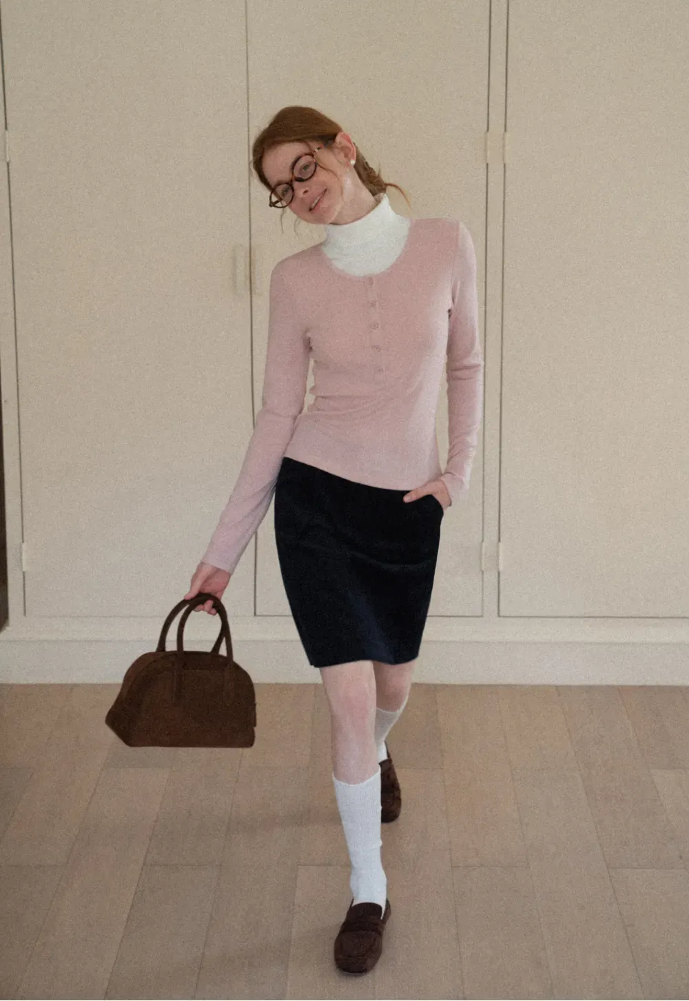 Stylish Gray Long-Sleeve Turtleneck Top