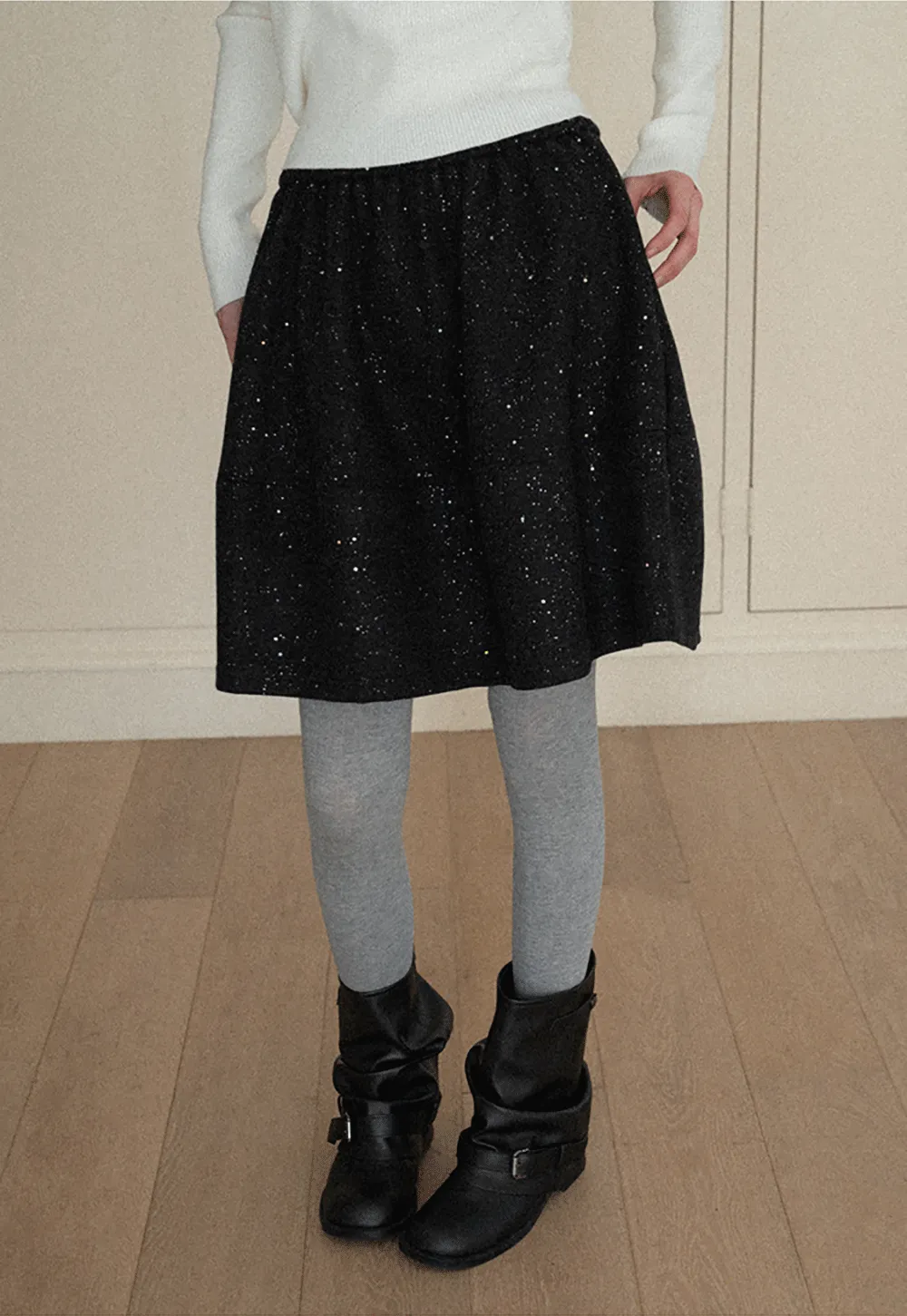 Sparkle Flare Skirt with Elastic Waist