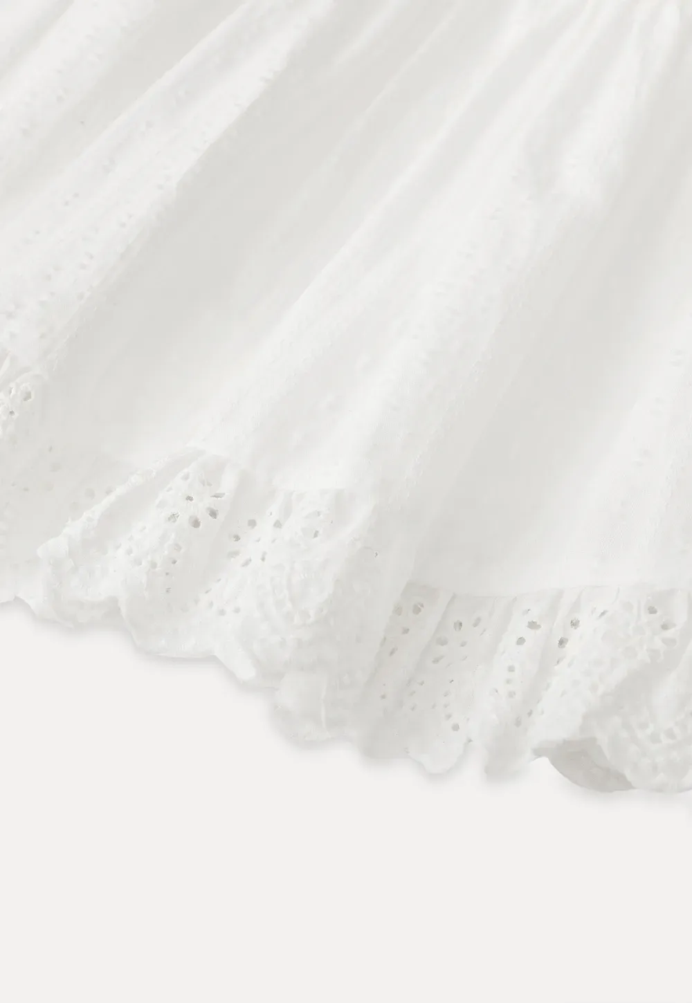 Eyelet Trimmed Tiered Skirt with Ruffled Hem