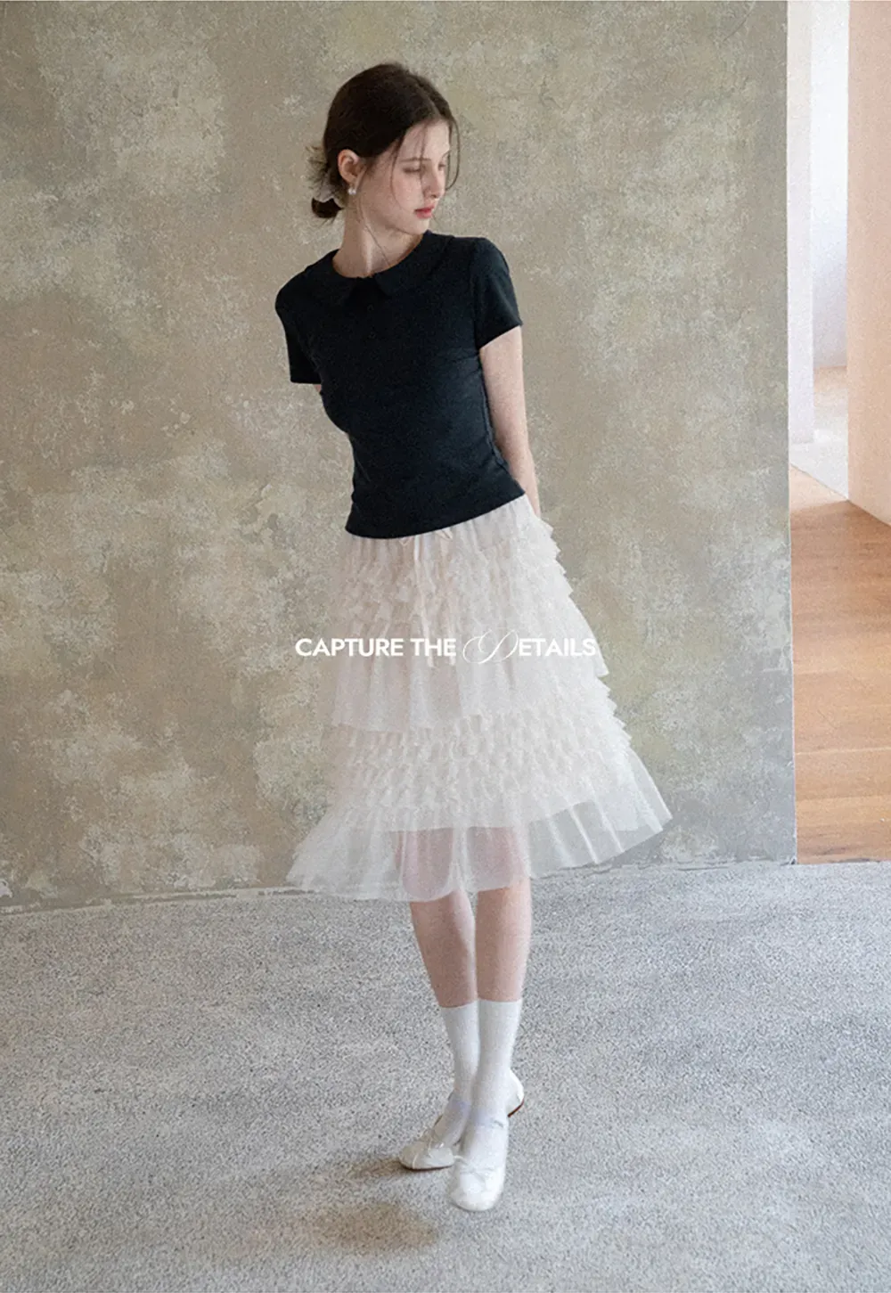 Tiered Ruffled Sheer Skirt with Drawstring Waist