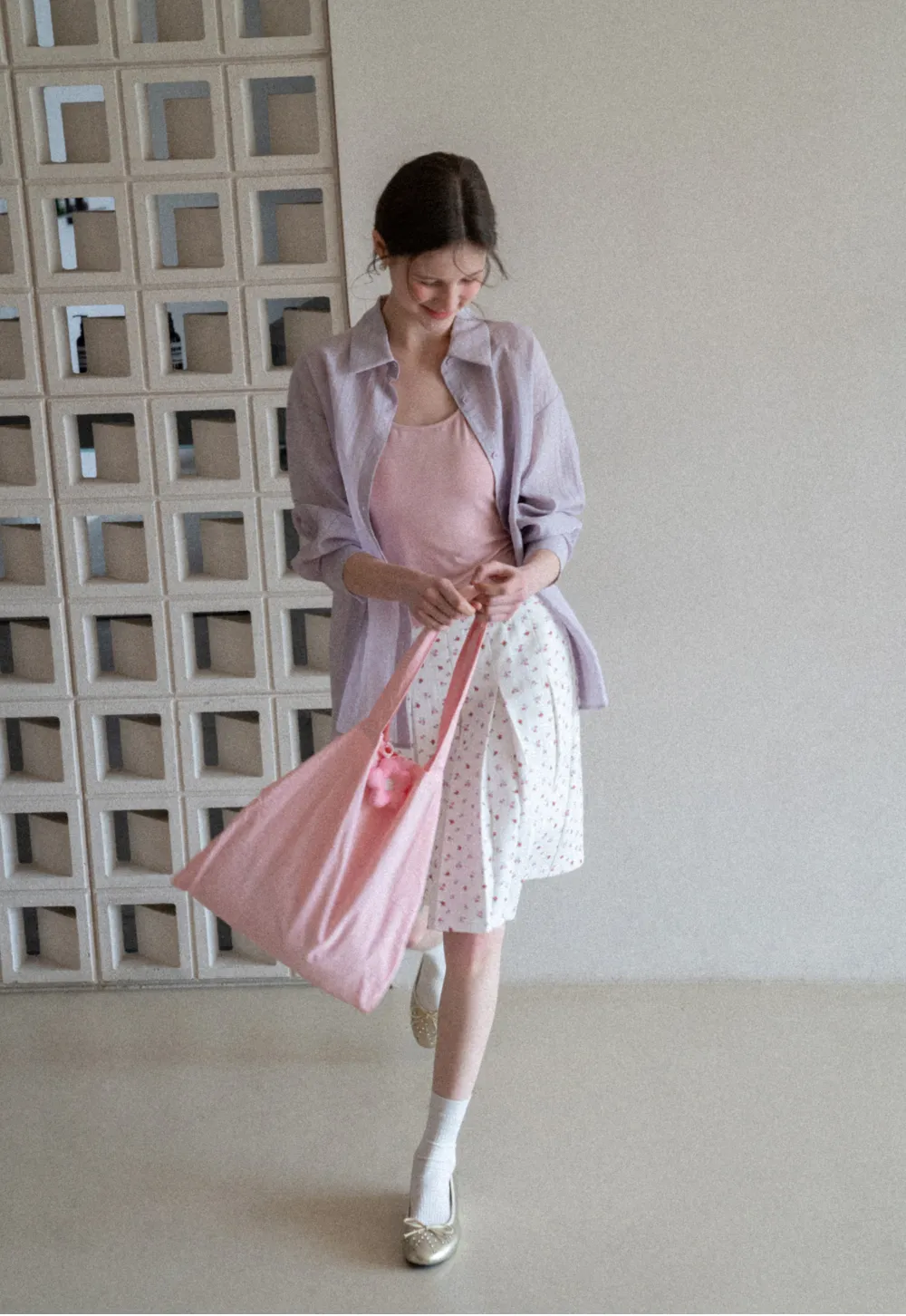 Pleated skirt with floral print