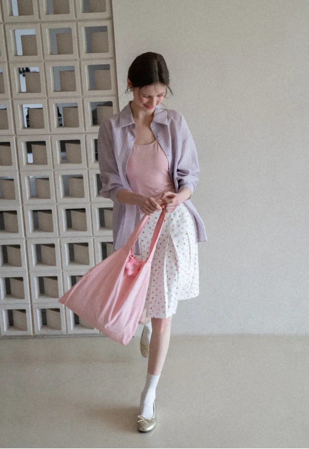 Pleated skirt with floral print