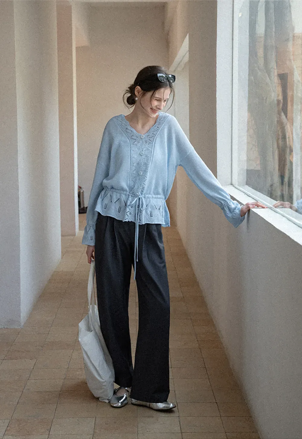 Wide Leg Pleated Casual Pants
