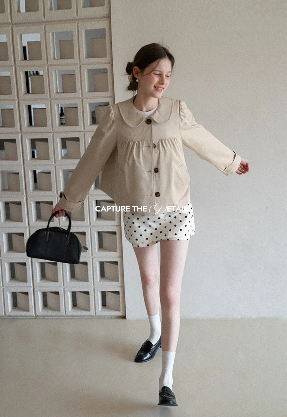 Short Jacket with Peter Pan Collar and Buttons