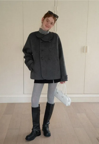 Elegant Wool Jacket for Women Simple Design Warm Coat