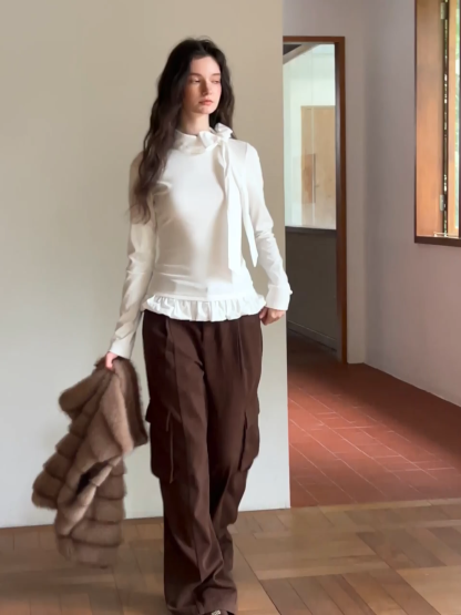 Fashionable White Long Sleeve Tee