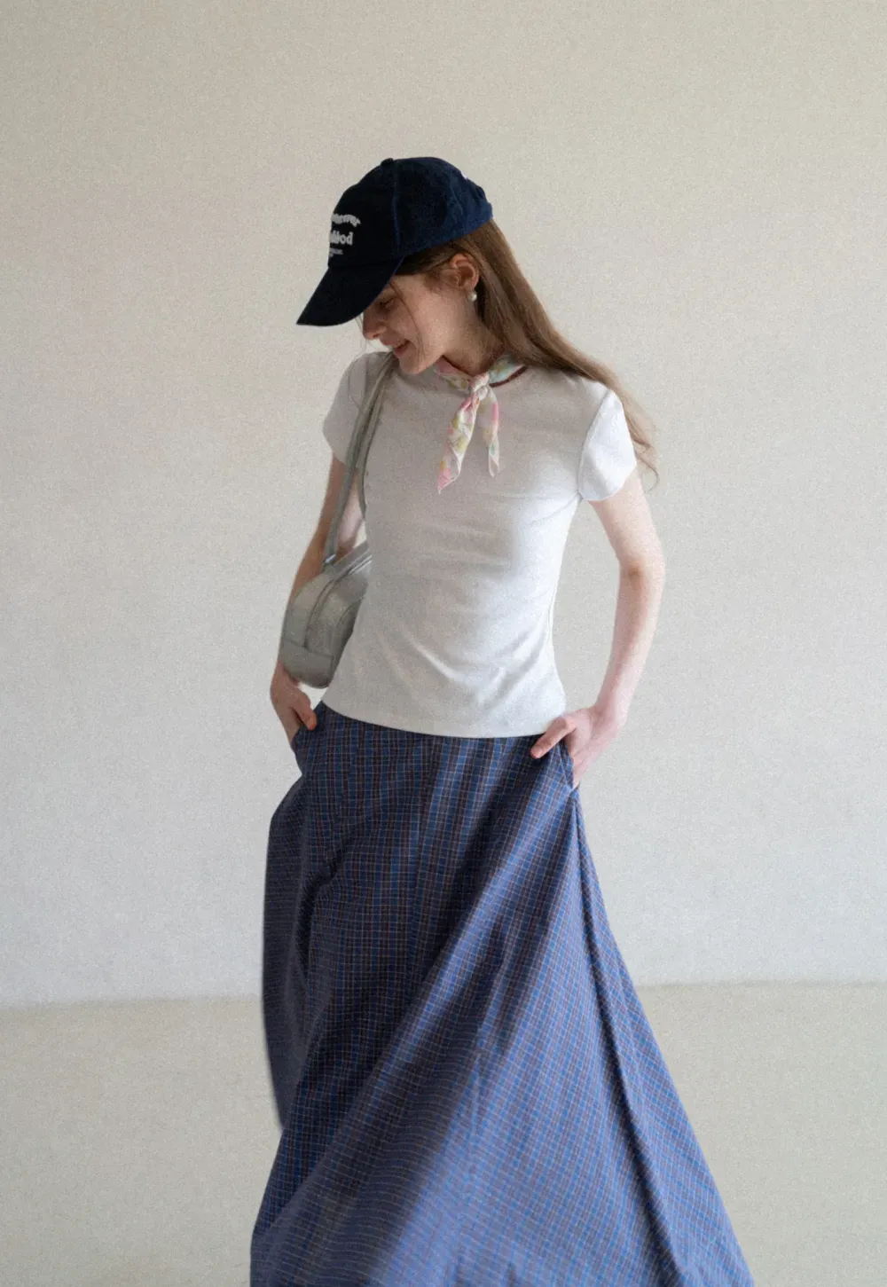 Plaid A-line Midi Skirt