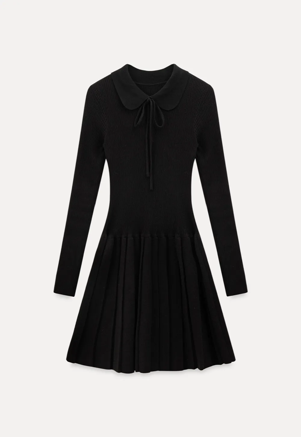 Elegant Knit Dress with Bow Detail and Flared Hem