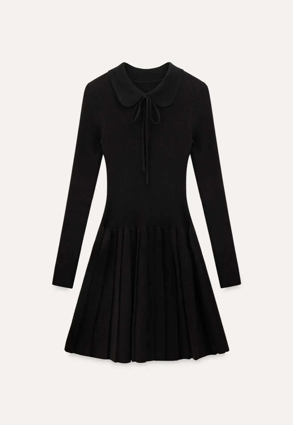 Elegant Knit Dress with Bow Detail and Flared Hem