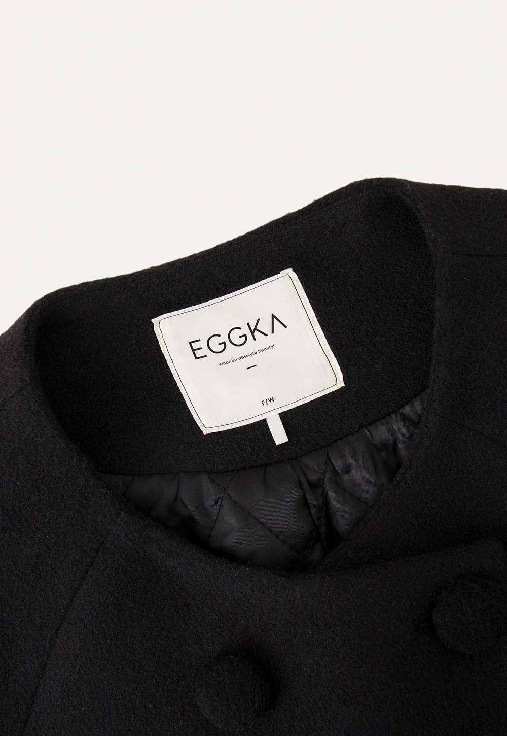 Women Black Wool Coat with Plaid Scarf Set