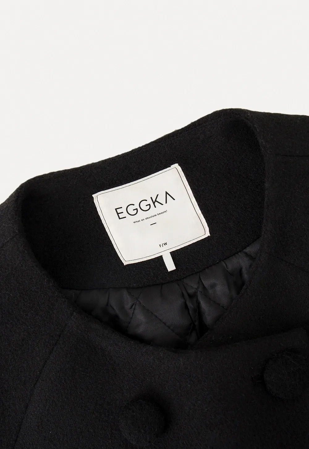 Women Black Wool Coat with Plaid Scarf Set