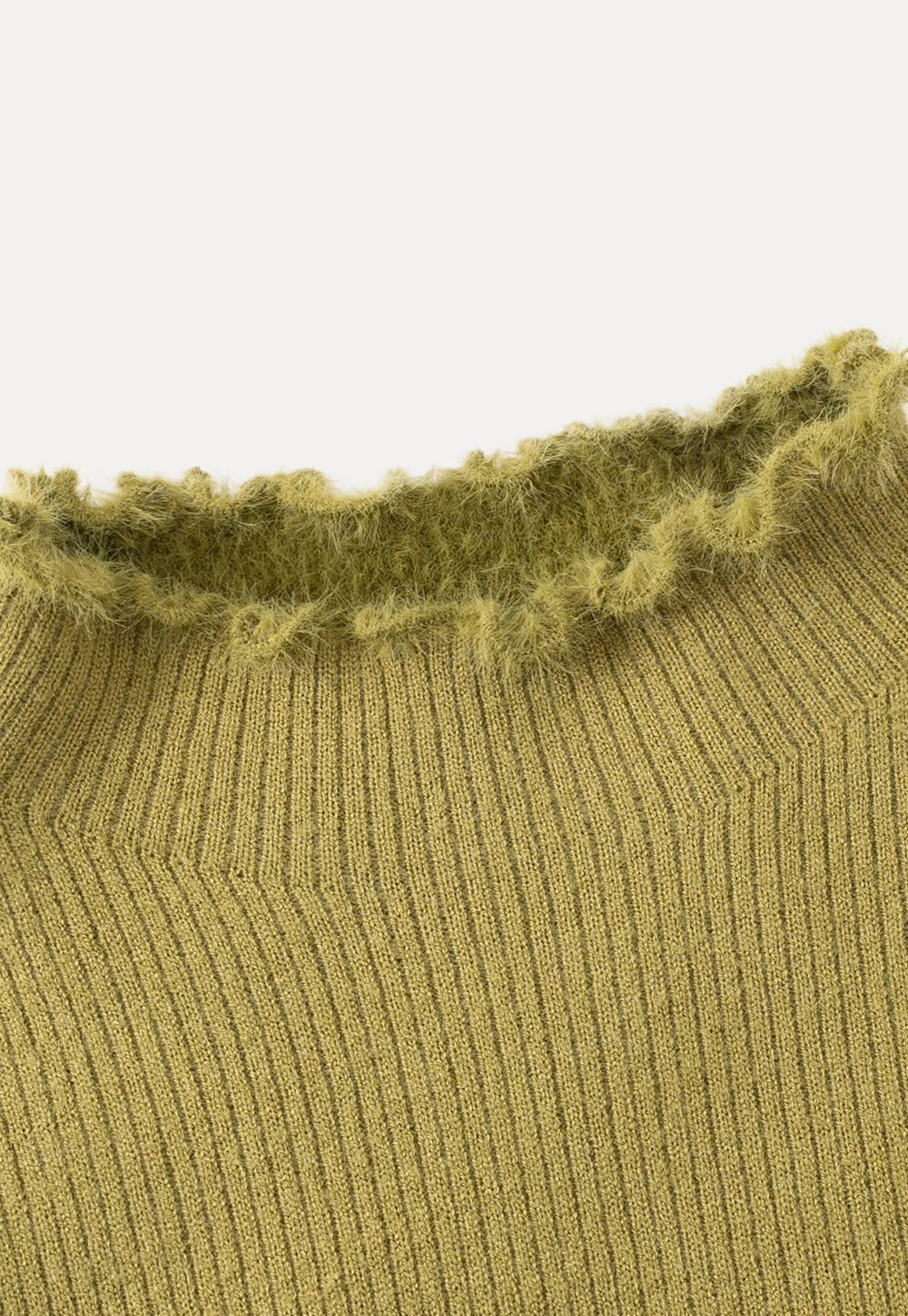 Women Basic Ribbed Sweater with Ruffled Edges
