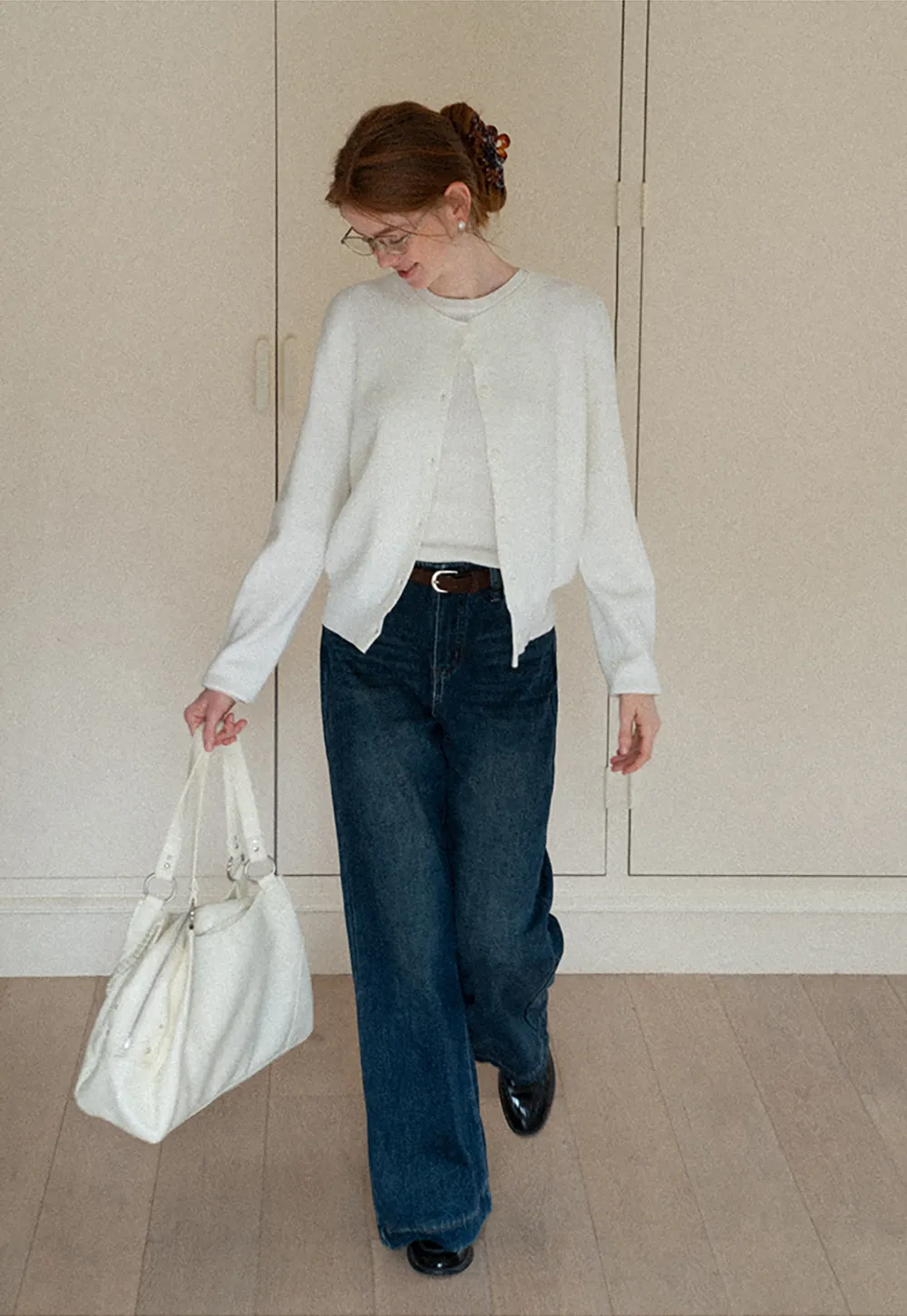 Wide Leg Denim Jeans with Belt Loop