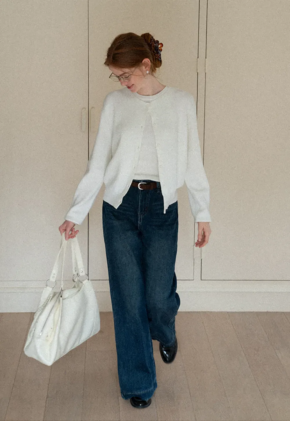 Wide Leg Denim Jeans with Belt Loop