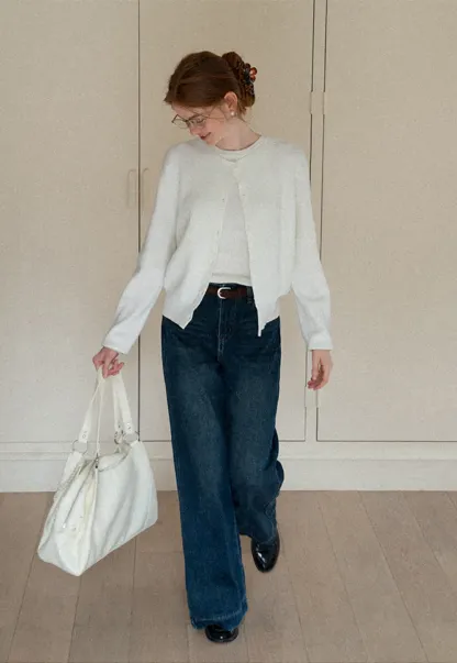 Wide Leg Denim Jeans with Belt Loop