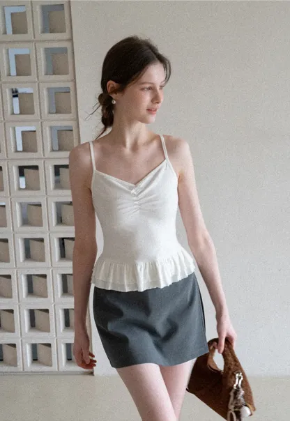 floral peplum tank top with ruffle hem