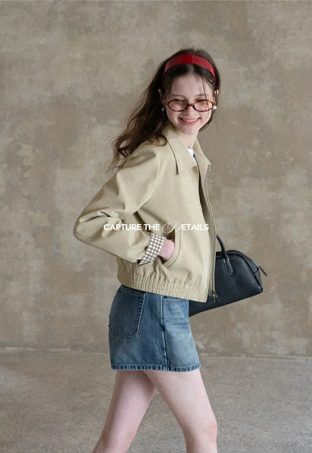 Short Jacket with Collar and Elastic Hem